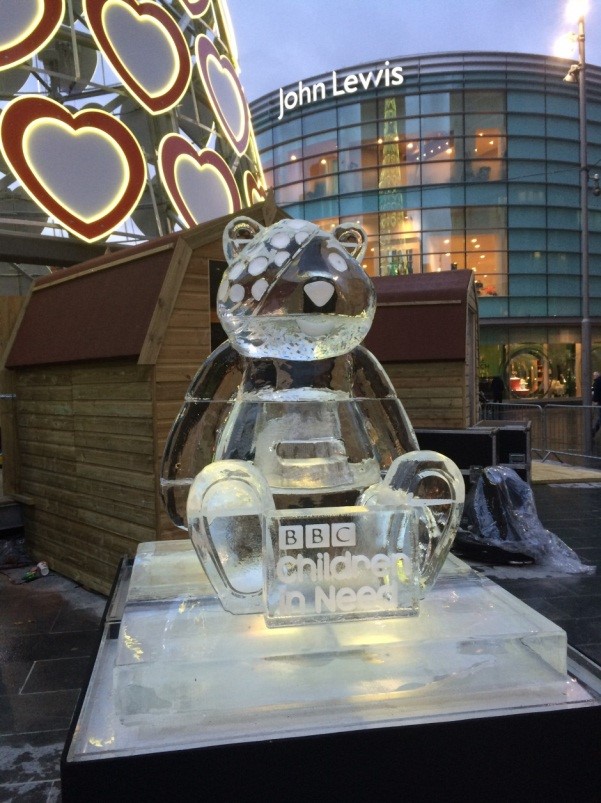 Pudsey Bear ice sculpture