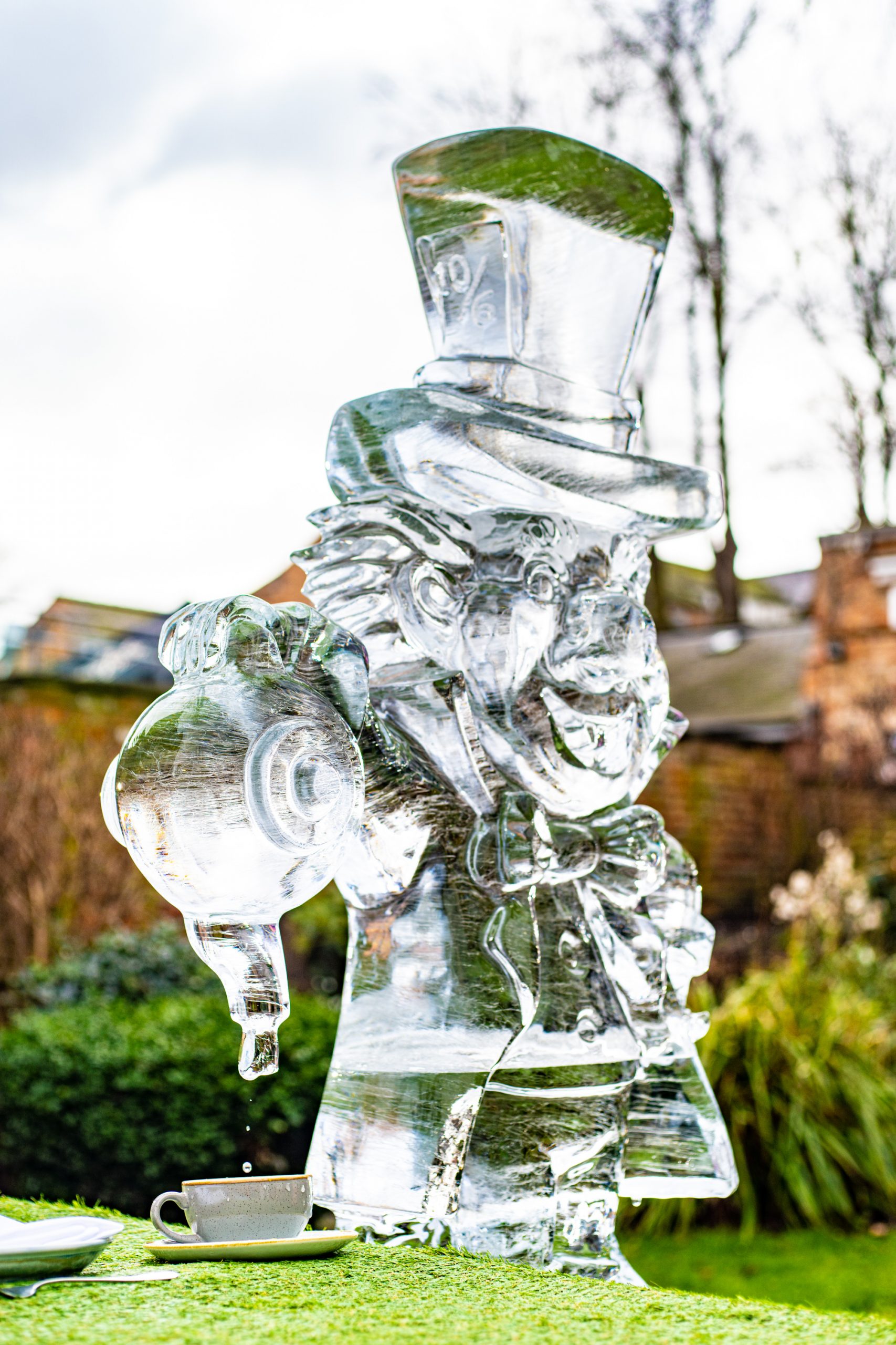 mad hatters tea party alice in wonderland ice sculpture